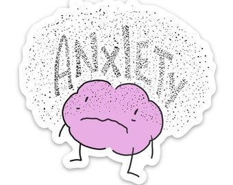 Anxiety Brain Vinyl Sticker - Laptop, Water Bottle Decal