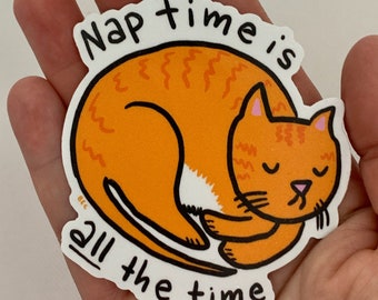 Nap Time is ALL the Time cute cat vinyl sticker
