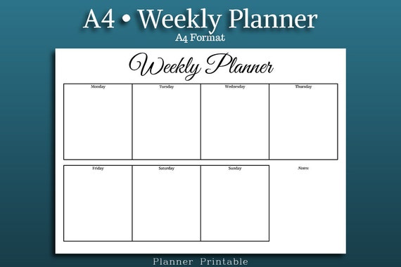 weekly planner template a4 size printable pdf a4 weekly etsy weekly planner template