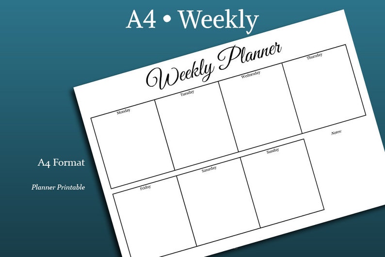 weekly planner template a4 size printable pdf a4 weekly