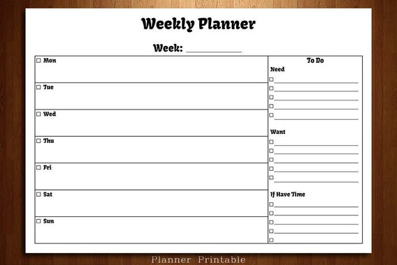 Weekly Agenda Planner PRINTABLE A4 US Letter Planner Pages Etsy