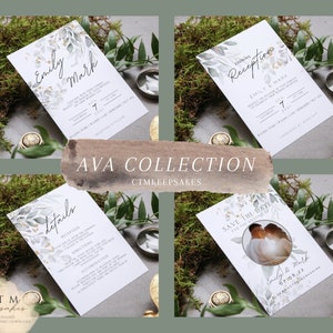 Wedding Invitation Bundle Templates | Download | Wedding Program | Wedding Invites | Seating Chart | Welcome Sign | RSVP | Printable | Ava