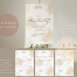 BABY SHOWER GAMES | Gender Reveal | Games Bundle | Boho | Printable Baby Party Games | Baby Bingo | Clouds | Digital | Neutral | Editable