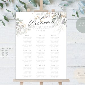 Wedding Seating Chart Template Download | Wedding Stationery | Chart Board | Table Seating Chart | Seating Plan | Welcome Sign | Printable