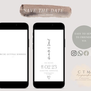 VIDEO DIGITAL INVITATION | Save The Date | Engagement | Wedding | Save The Date Invite | Phone Invite | Animated | Minimal | Announcement