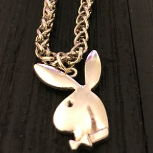 Fat Round Stainless Steel Chain Mail Necklace w/ Playboy Bunny HOT NEW JEWELRY 2022 street wear da bomb cool fun