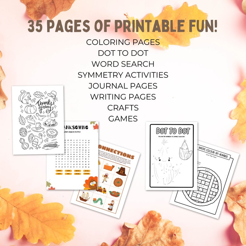 Thanksgiving Activity Printable Pages for Kids preschool, elementary, games, coloring sheets, crafts, activities image 2