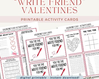 Write Friend Valentine Card & Writing Activity Printable – 1 Design + 8 Activities