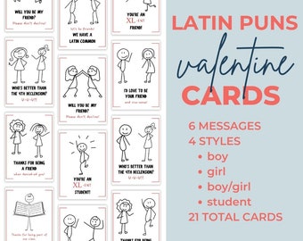 Latin Punny Valentine Cards Printable (Kids / Teachers)