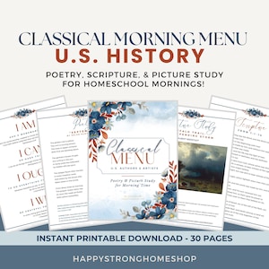 Classical Morning Menu: U.S. History FULL YEAR CC Cycle 3 Morning Time Homeschool Charlotte Mason Poetry Scripture image 1