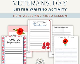 Printable Veterans Day Letter Template for Kids – Homeschool, Classroom, Handwriting & Gratitude Activity