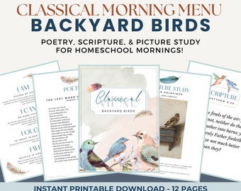 BACKYARD BIRDS Classical Morning Menu Printable (Morning Time | Homeschool | Charlotte Mason | Poetry | Picture Study)