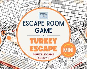 Thanksgiving Turkey Escape Room Game – 4 Puzzle Printable for Kids and Classroom (PDF)