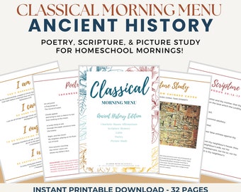 Ancient History Classical Morning Menu - CC Cycle 1 - FULL YEAR (Morning Time | Homeschool | Poetry | Charlotte Mason | Christian)