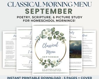 SEPTEMBER Classical Morning Menu Printable (Morning Time | Homeschool | Charlotte Mason | Poetry | Scripture | CC Cycle 3)