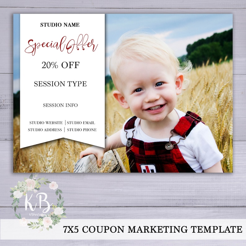7X5 Photography Session Coupon Card Template Etsy UK
