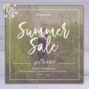Zomeruitverkoop fotografiesessie marketingbordsjabloon | Photoshop-sjabloon PSD | DIRECT DOWNLOADEN | 5X5 marketingsjabloon | SUM5X5005
