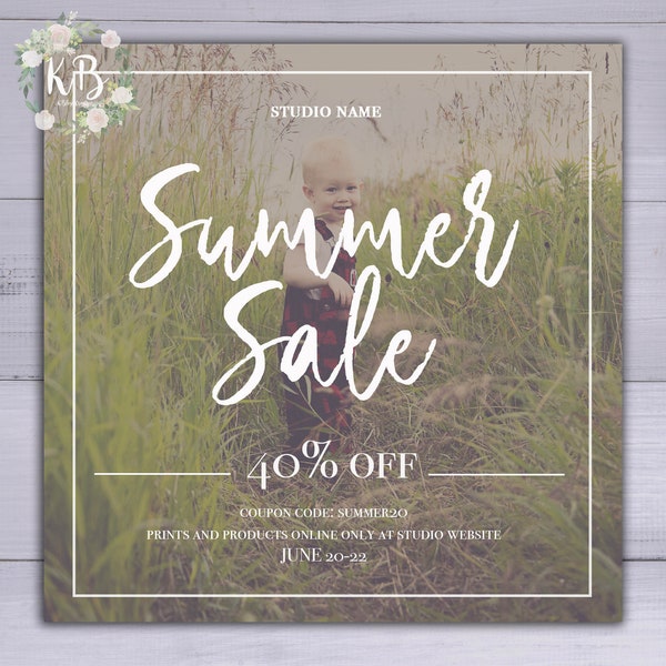 Summer Sale Photography Session Marketing Board Template | Photoshop Template PSD | INSTANT DOWNLOAD | 5X5 Marketing Template | SUM5X5005