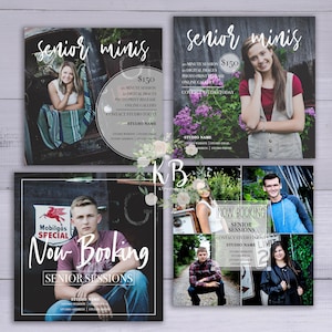 Set of Four Senior Photography Marketing Template | Photoshop Template | INSTANT DOWNLOAD || Photography | 5x5 Marketing Template-SEN00S41