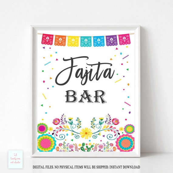 Fiesta Fajita Bar Sign Fiesta Baby Shower Favors Sign Etsy