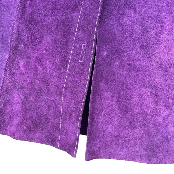 Vintage 60s 70s Mod Purple Suede Leather Mini Dre… - image 7