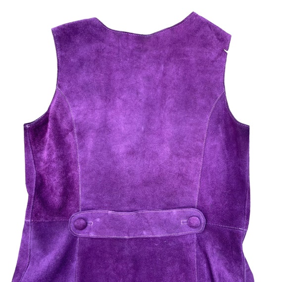Vintage 60s 70s Mod Purple Suede Leather Mini Dre… - image 4