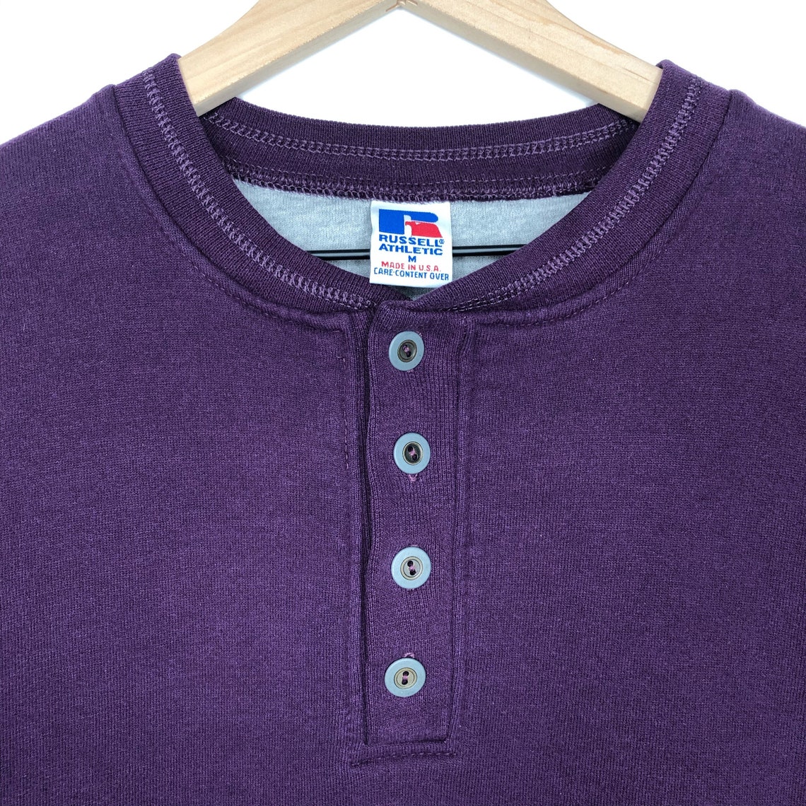 Vintage Russell Athletic Henley Sweatshirt 90s Plum Purple USA | Etsy