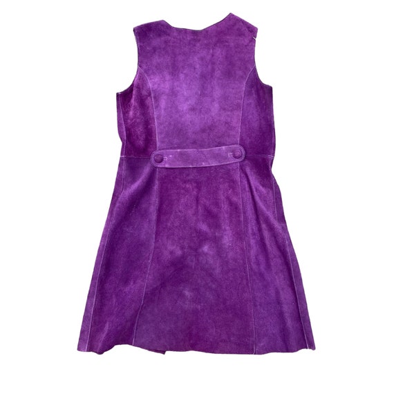 Vintage 60s 70s Mod Purple Suede Leather Mini Dre… - image 3