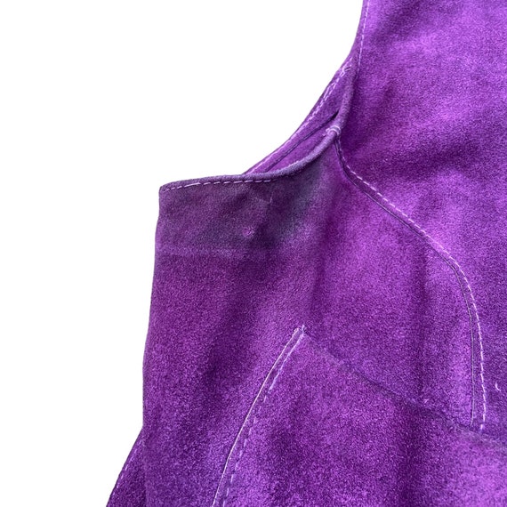 Vintage 60s 70s Mod Purple Suede Leather Mini Dre… - image 6