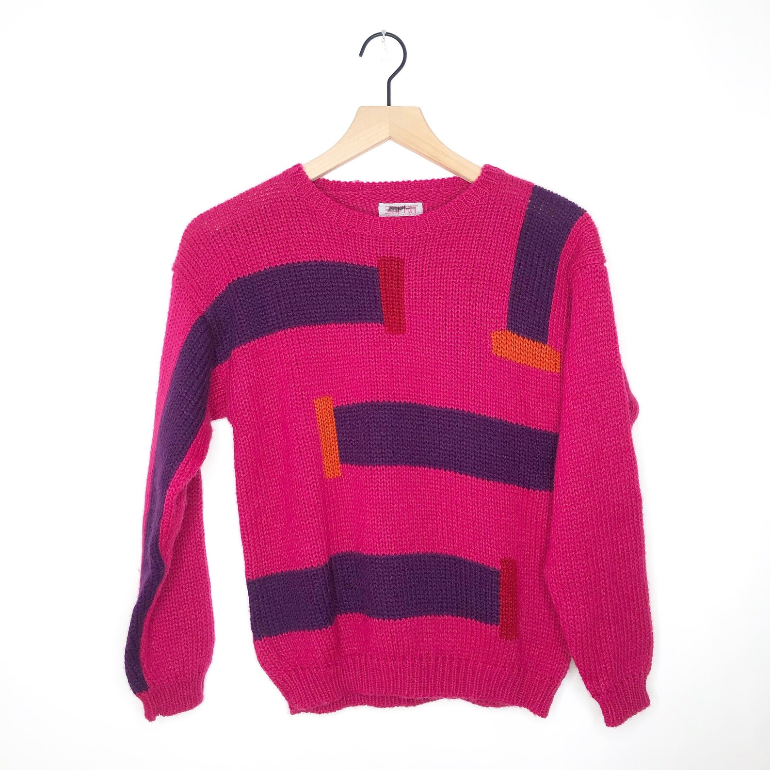 Vintage Esprit Geometric Sweater 80s 90s Multicolor Knit Retro Etsy