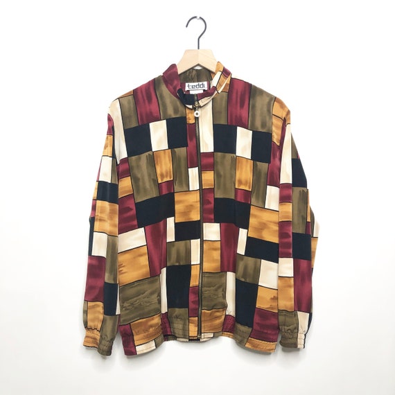 Vintage Teddi Geometric Colorful Bomber Jacket 80s