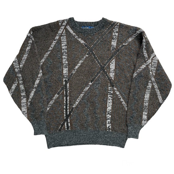 Vintage Cambridge Classics Geometric Sweater 80s Leat… - Gem