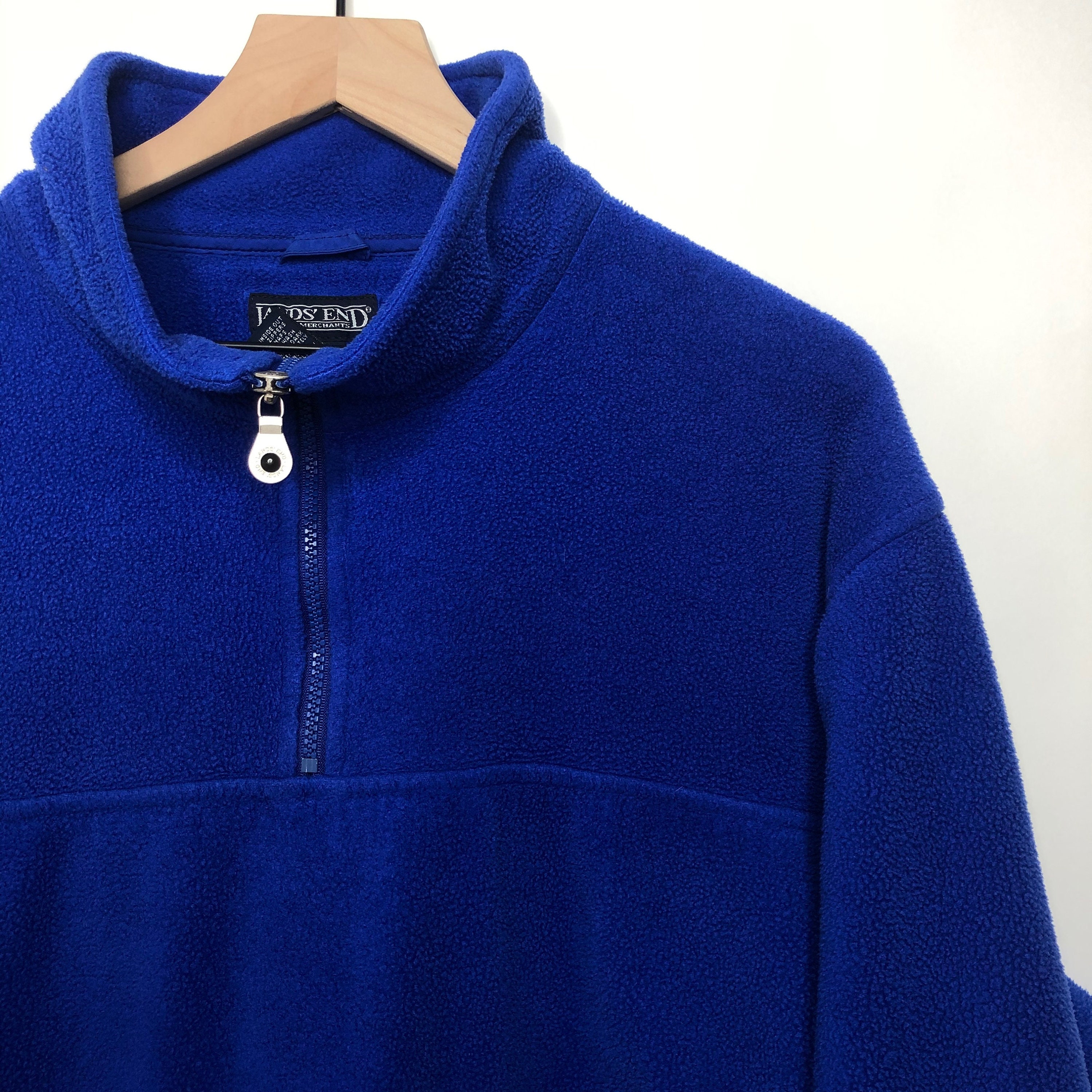 Vintage Lands End Fleece Pullover Jacket 90s Quarter Zip Blue | Etsy