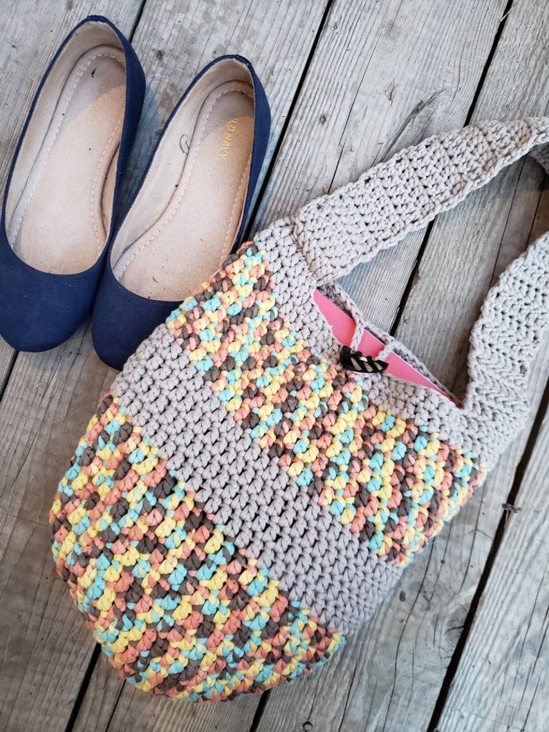 Crochet Market Bag Crochet Beach Bag Colorful Market Bag Reusable Grocery Bag Crochet Grocery Bag Crochet Handbag