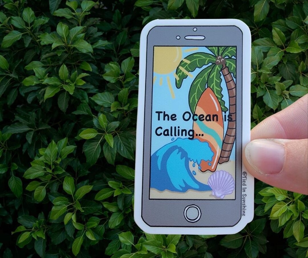 The Ocean is Calling Sticker: Hand Drawn Waterproof Vinyl Surf Decal - Etsy