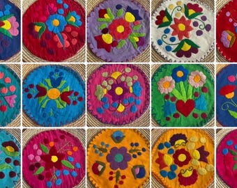 Embroidered multicolor handmade tortilla warmers
