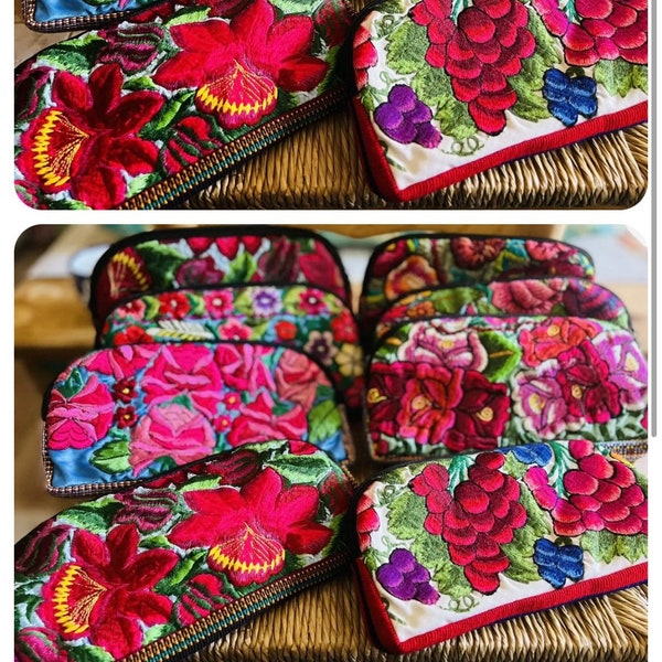 Huipil Embroidered Floral Coin/Cosmetic wallet