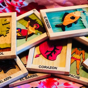 Mexican Loteria Large Wooden Carved Magnets
