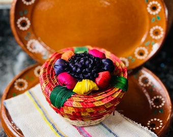 【未使用に近い 美品】Cadota’ original plate 2色 ペア Mexican Hand Made 12” Oval Plate ,& Round Plate 10”/platos