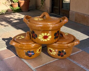 Mini Capula  Clay pot with lid |de Barro Con Tapa - Capula Sencillo Clay Kitchen Decor