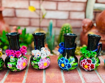 Handmade Mini Clay pitcher with cups Terracota mini pitcher