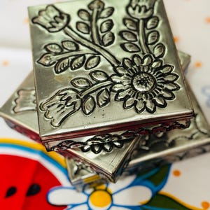 Mexican Punched Tin Jewelry Box w/ design image 4