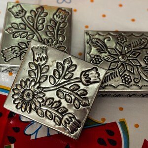 Mexican Punched Tin Jewelry Box w/ design image 1
