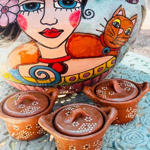 Mini Capula  Clay pot with lid |de Barro Con Tapa - Capula Sencillo Clay Kitchen Decor