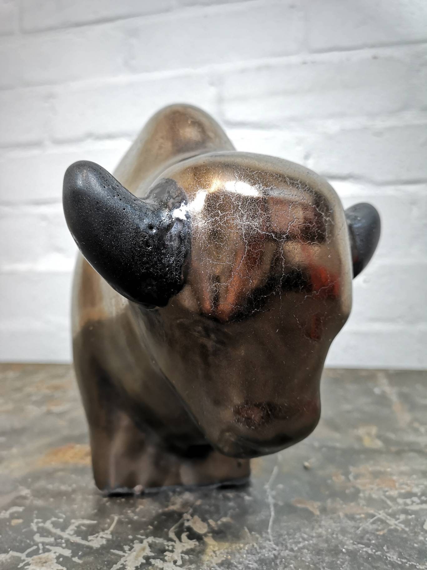 Otto Keramik Ceramic Bull West German Pottery Fat Lava