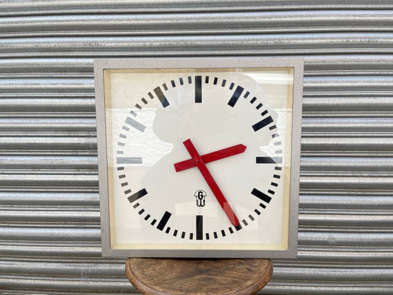 Large 1960's East German Factory Clock By GW Geratewerk Liepzig