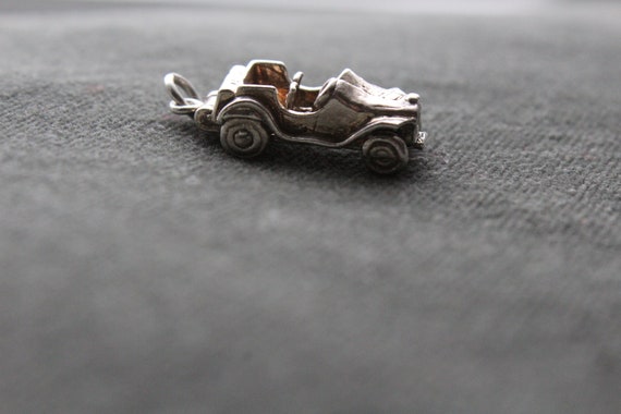Vintage silver charm of antique car ~ motor vehic… - image 4
