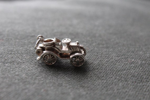 Vintage silver open-top car charm ~ for a charm b… - image 3