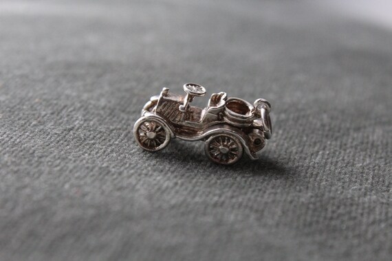 Vintage silver open-top car charm ~ for a charm b… - image 2