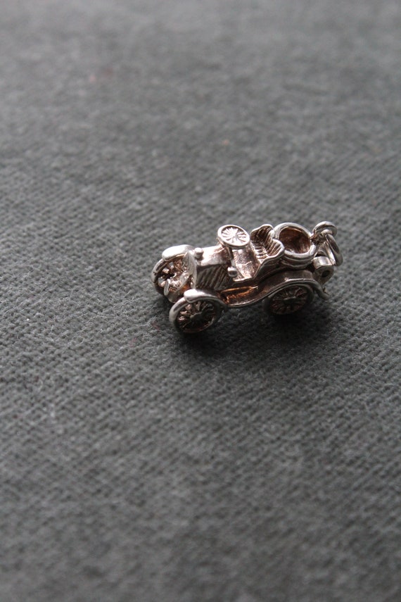 Vintage silver open-top car charm ~ for a charm b… - image 4